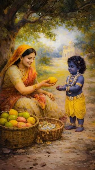 Lord Krishna and Fruit Vendor
